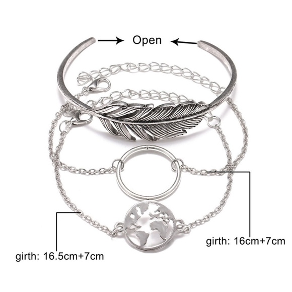 **AMBROSIA* 3-Pc Silver Feather Fashion Bracelets - Picture 6 of 6